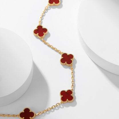 [Auream]CLOVER 10 MOTIFS CARNELIAN NECKLACE