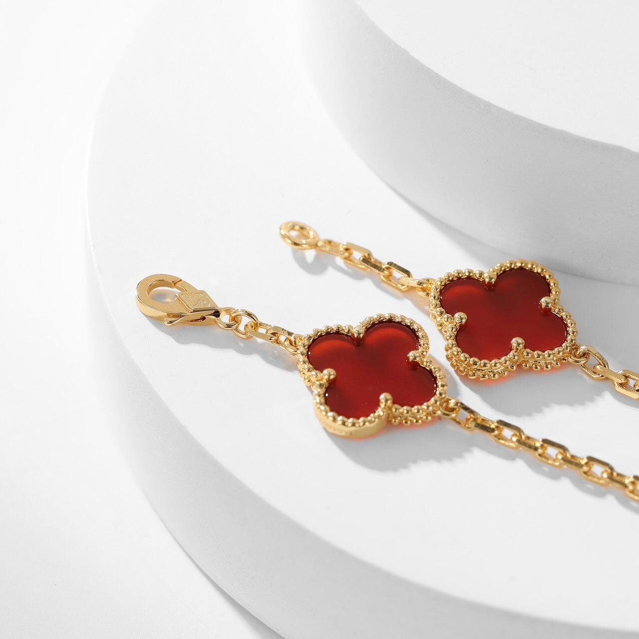 [Auream]CLOVER 10 MOTIFS CARNELIAN NECKLACE