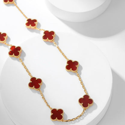 [Auream]CLOVER 10 MOTIFS CARNELIAN NECKLACE