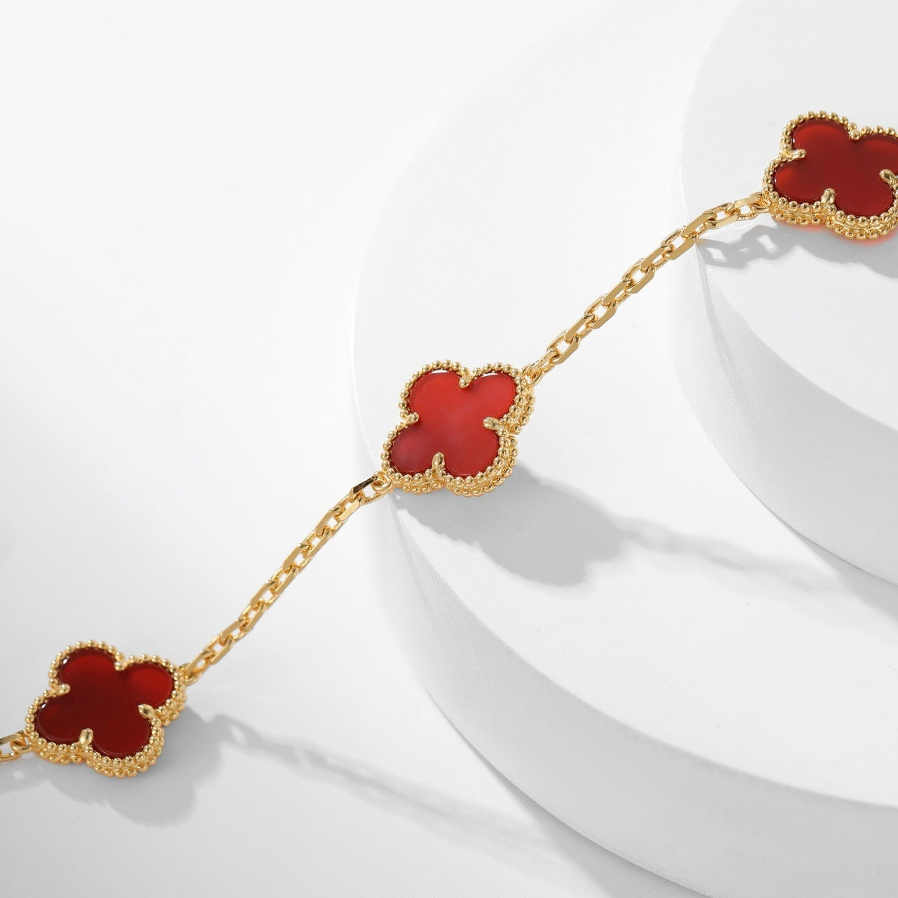 [Auream]CLOVER 10 MOTIFS CARNELIAN NECKLACE