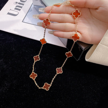 [Auream]CLOVER 10 MOTIFS CARNELIAN NECKLACE