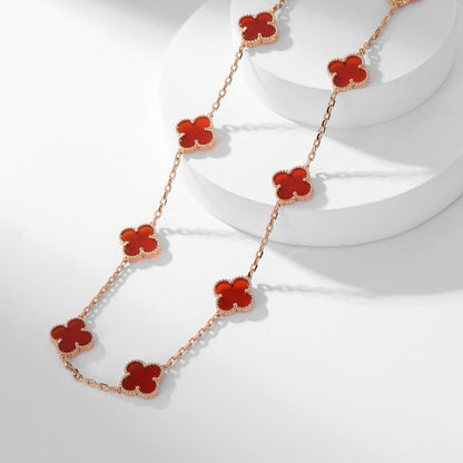 [Auream]CLOVER 10 MOTIFS CARNELIAN NECKLACE