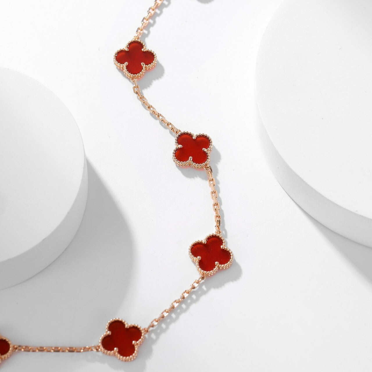 [Auream]CLOVER 10 MOTIFS CARNELIAN NECKLACE
