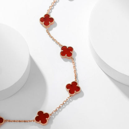 [Auream]CLOVER 10 MOTIFS CARNELIAN NECKLACE