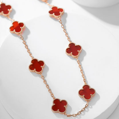 [Auream]CLOVER 10 MOTIFS CARNELIAN NECKLACE