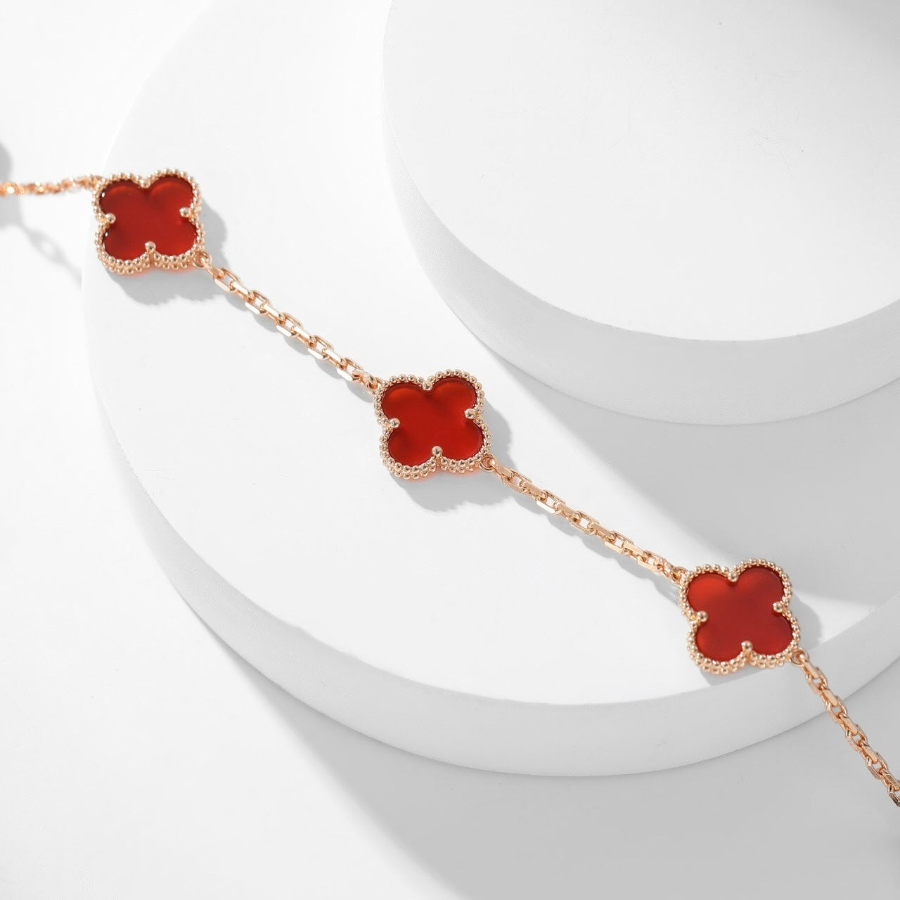 [Auream]CLOVER 10 MOTIFS CARNELIAN NECKLACE