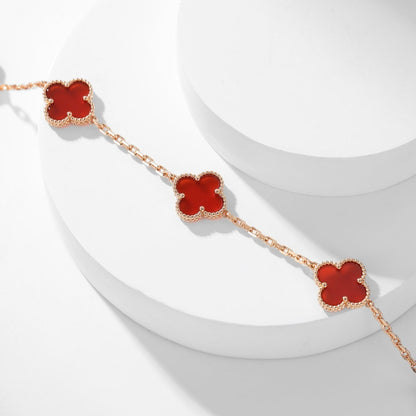 [Auream]CLOVER 10 MOTIFS CARNELIAN NECKLACE