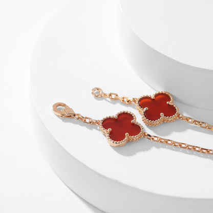 [Auream]CLOVER 10 MOTIFS CARNELIAN NECKLACE