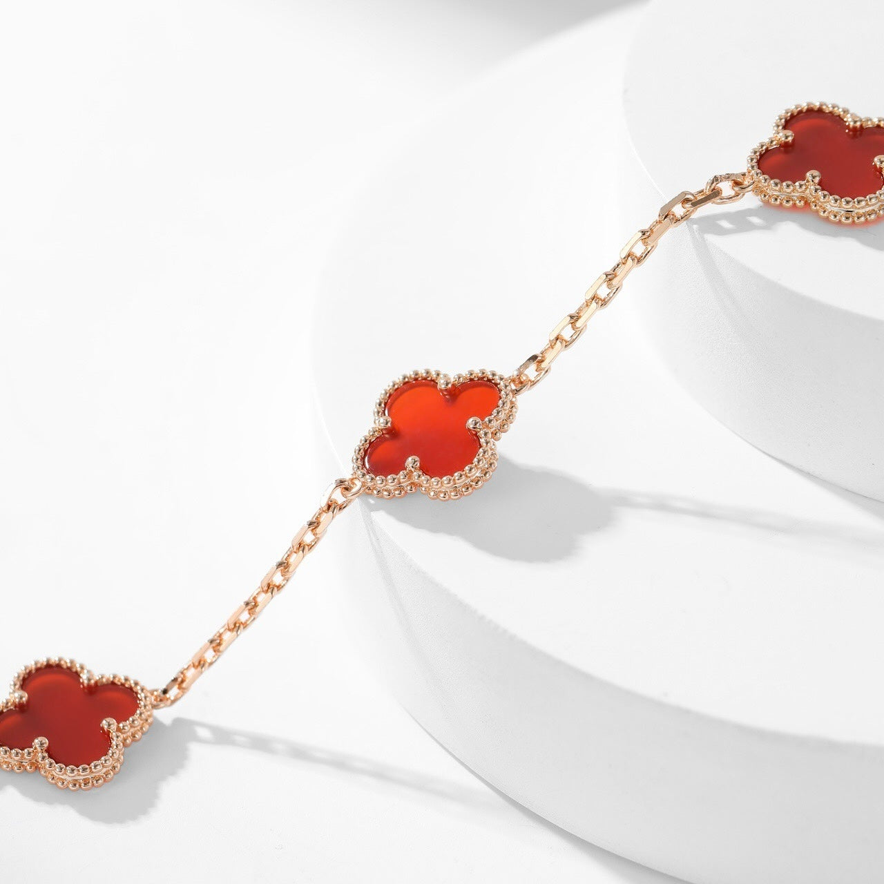 [Auream]CLOVER 10 MOTIFS CARNELIAN NECKLACE