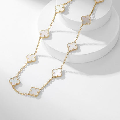 [Auream]CLOVER 10 MOTIFS WHITE MOTHER OF PEARL NECKLACE