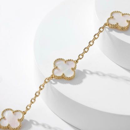 [Auream]CLOVER 10 MOTIFS WHITE MOTHER OF PEARL NECKLACE