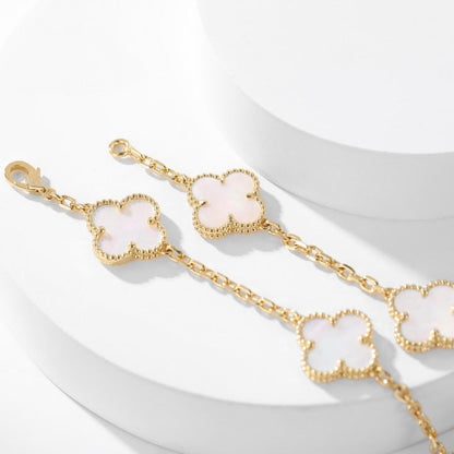 [Auream]CLOVER 10 MOTIFS WHITE MOTHER OF PEARL NECKLACE