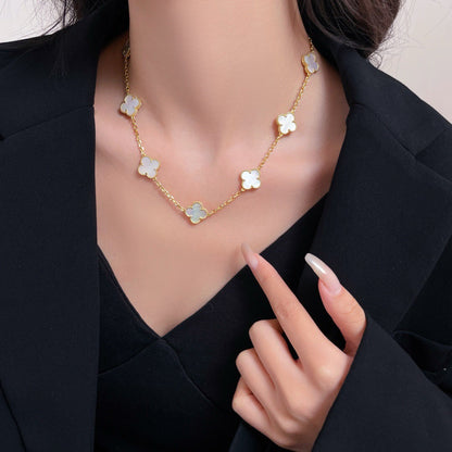 [Auream]CLOVER 10 MOTIFS WHITE MOTHER OF PEARL NECKLACE