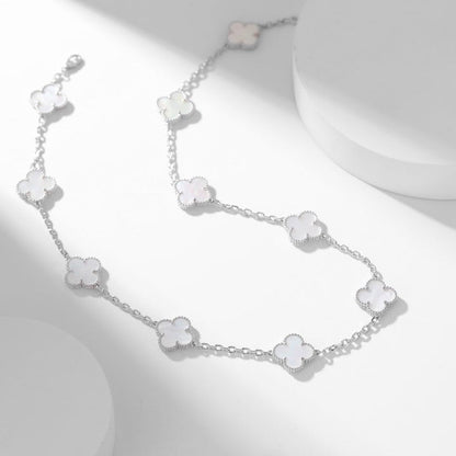 [Auream]CLOVER 10 MOTIFS WHITE MOTHER OF PEARL NECKLACE