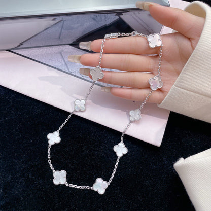 [Auream]CLOVER 10 MOTIFS WHITE MOTHER OF PEARL NECKLACE