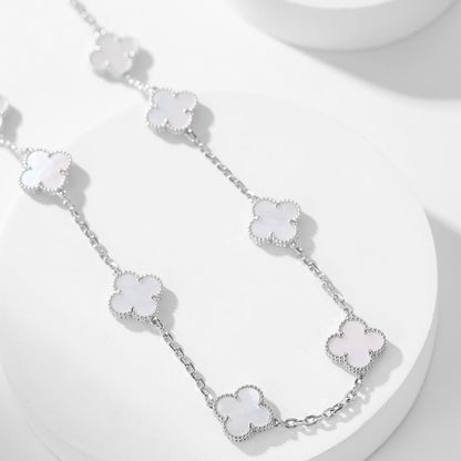 [Auream]CLOVER 10 MOTIFS WHITE MOTHER OF PEARL NECKLACE