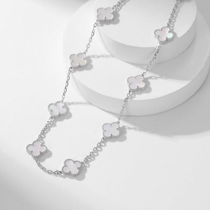 [Auream]CLOVER 10 MOTIFS WHITE MOTHER OF PEARL NECKLACE