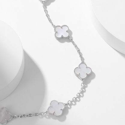 [Auream]CLOVER 10 MOTIFS WHITE MOTHER OF PEARL NECKLACE
