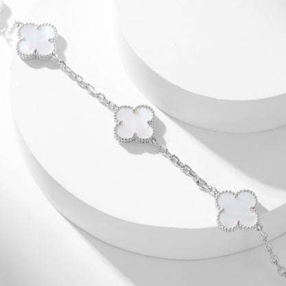 [Auream]CLOVER 10 MOTIFS WHITE MOTHER OF PEARL NECKLACE