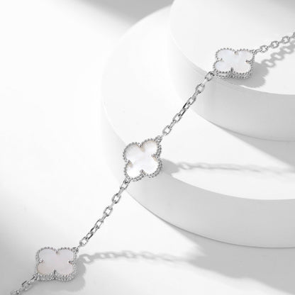 [Auream]CLOVER 10 MOTIFS WHITE MOTHER OF PEARL NECKLACE
