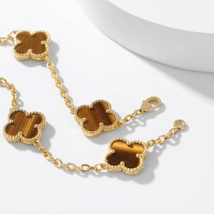 [Auream]CLOVER 10 MOTIFS TIGER EYE NECKLACE