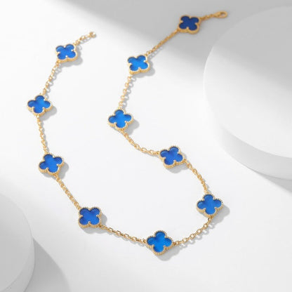 [Auream]CLOVER 10 MOTIFS BLUE AGATE NECKLACE