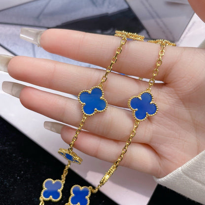 [Auream]CLOVER 10 MOTIFS BLUE AGATE NECKLACE