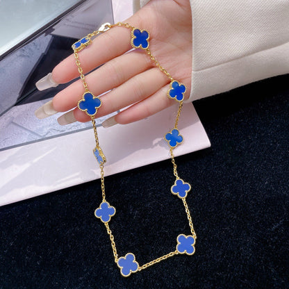 [Auream]CLOVER 10 MOTIFS BLUE AGATE NECKLACE