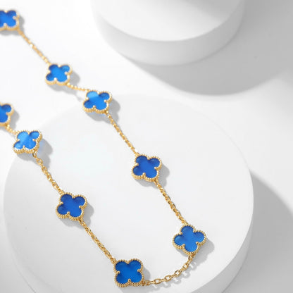 [Auream]CLOVER 10 MOTIFS BLUE AGATE NECKLACE