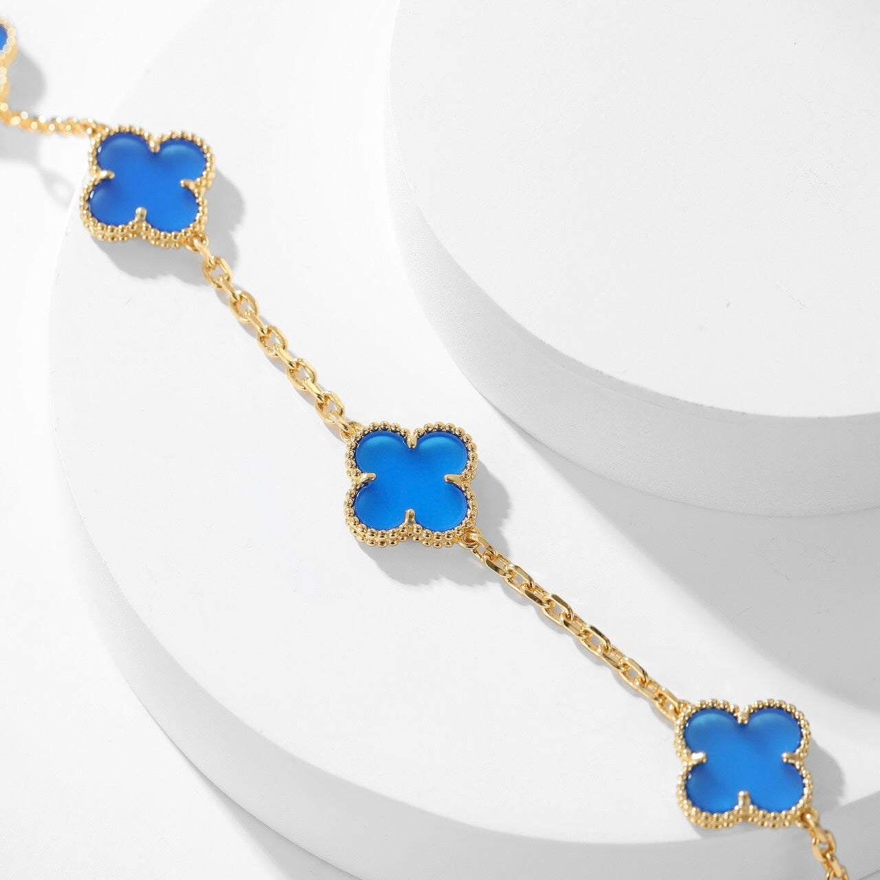 [Auream]CLOVER 10 MOTIFS BLUE AGATE NECKLACE
