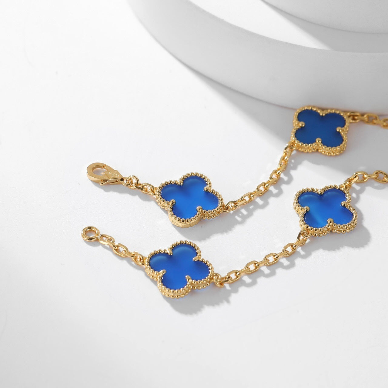 [Auream]CLOVER 10 MOTIFS BLUE AGATE NECKLACE