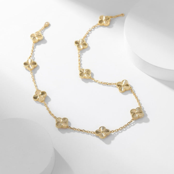 [Auream]CLOVER 10 MOTIFS LASER NECKLACE