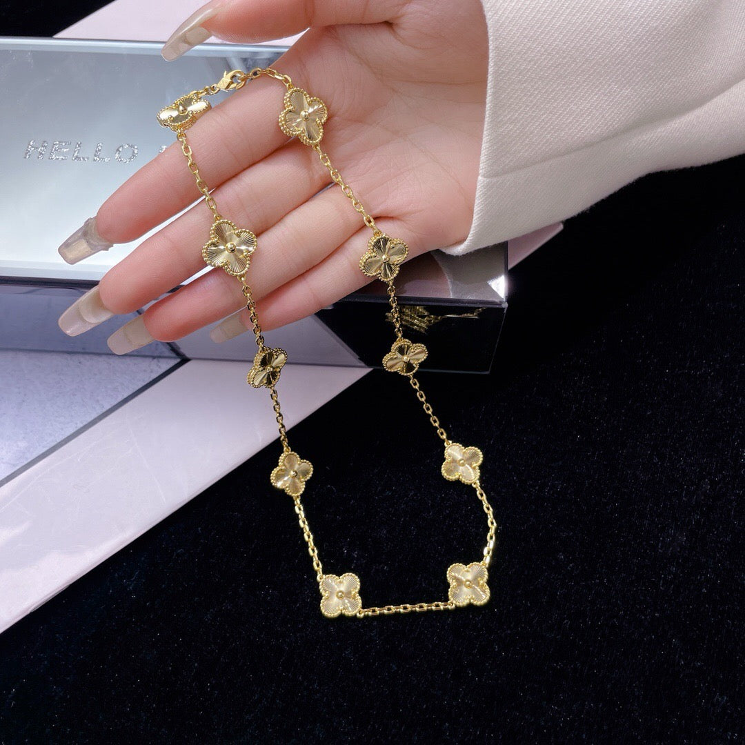 [Auream]CLOVER 10 MOTIFS LASER NECKLACE