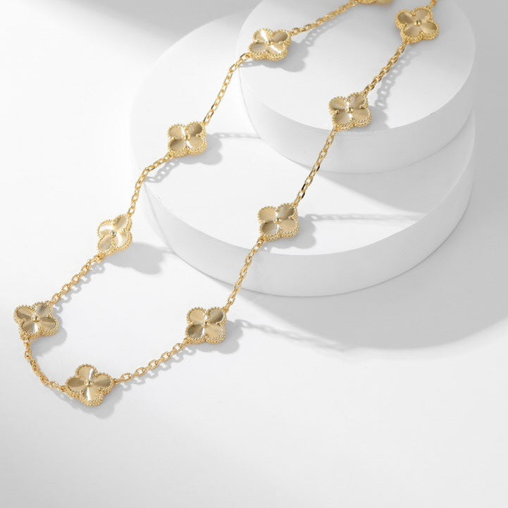 [Auream]CLOVER 10 MOTIFS LASER NECKLACE