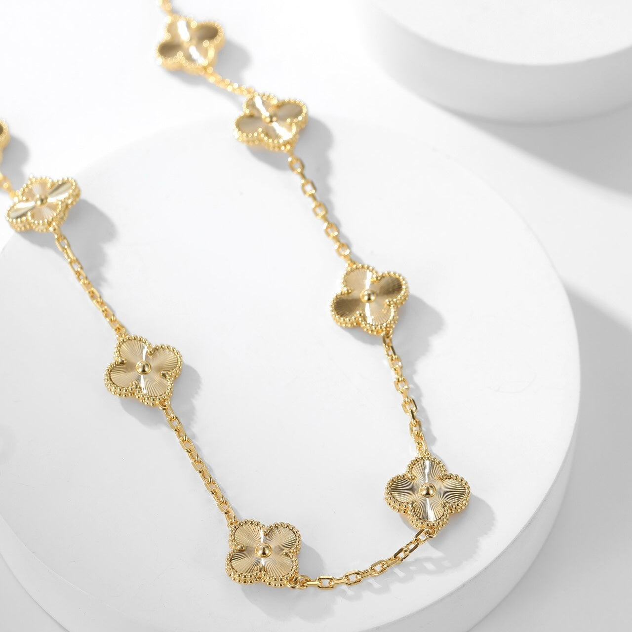 [Auream]CLOVER 10 MOTIFS LASER NECKLACE