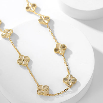 [Auream]CLOVER 10 MOTIFS LASER NECKLACE