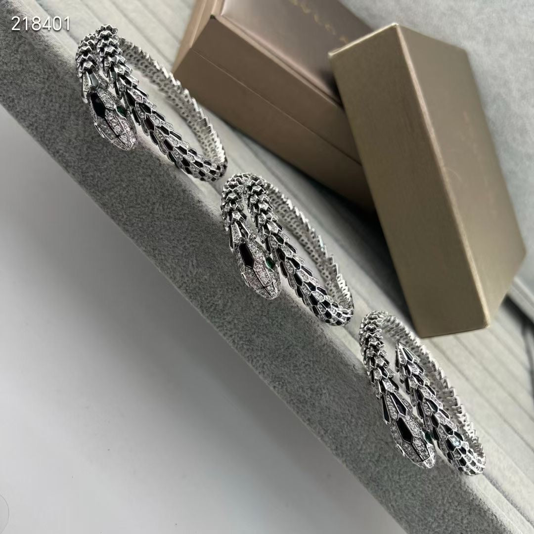 [Auream]NEW OBSIDIAN & DIAMOND SERPENT BRACELET