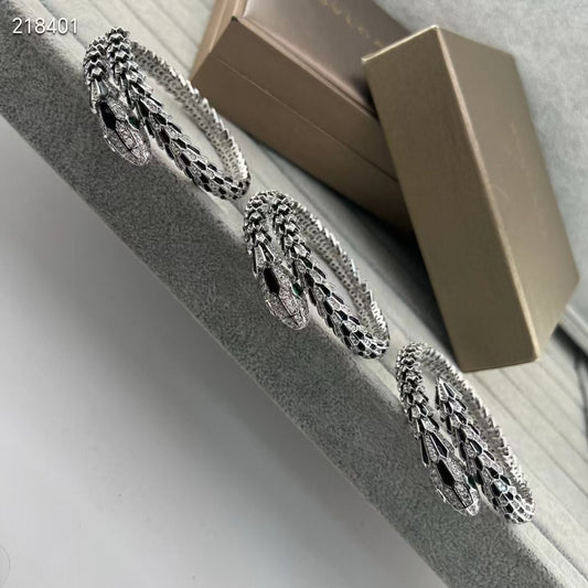 [Auream]NEW OBSIDIAN & DIAMOND SERPENT BRACELET