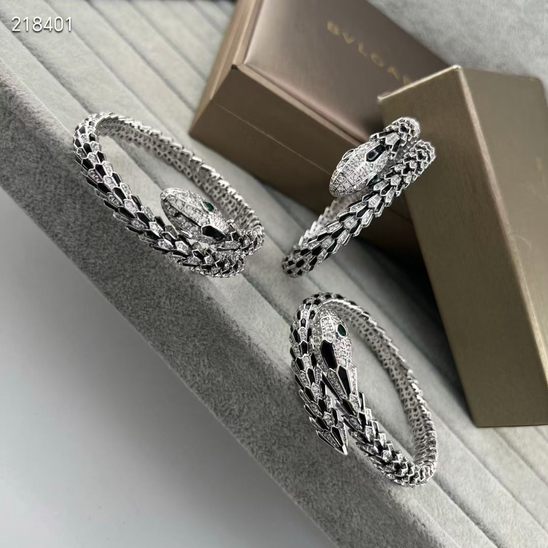 [Auream]NEW OBSIDIAN & DIAMOND SERPENT BRACELET
