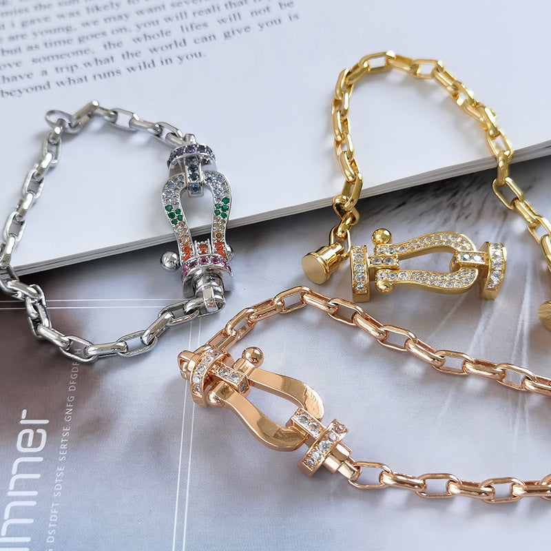 [Auream]FORCE LARGE HORSESHOE CLASP  METAL BRACELET