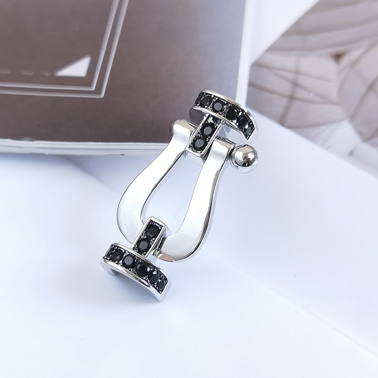 [Auream]FORCE LARGE HORSESHOE BLACK DIAMOND BRACELET SILVER