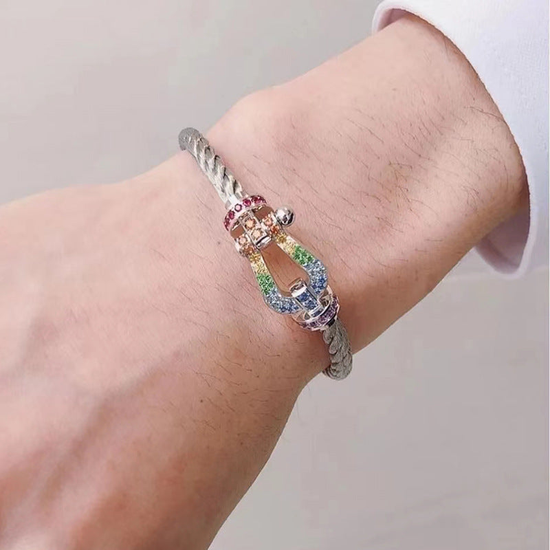 [Auream]FORCE LARGE HORSESHOE  COLORED DIAMOND BRACELET ROSE GOLD