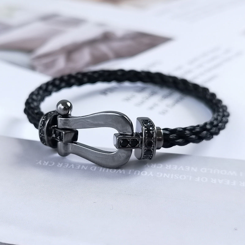[Auream]FORCE LARGE SERIES HORSESHOE BLACK SAMURAI BRACELET