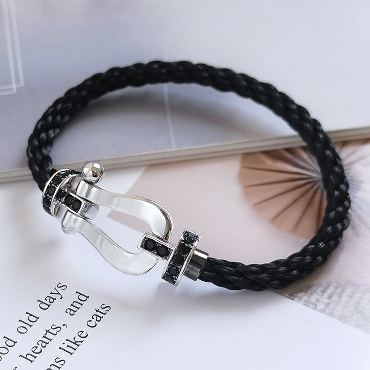 [Auream]FORCE LARGE HORSESHOE BLACK DIAMOND BRACELET SILVER