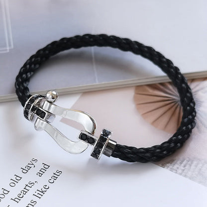 [Auream]FORCE LARGE HORSESHOE BLACK DIAMOND BRACELET SILVER