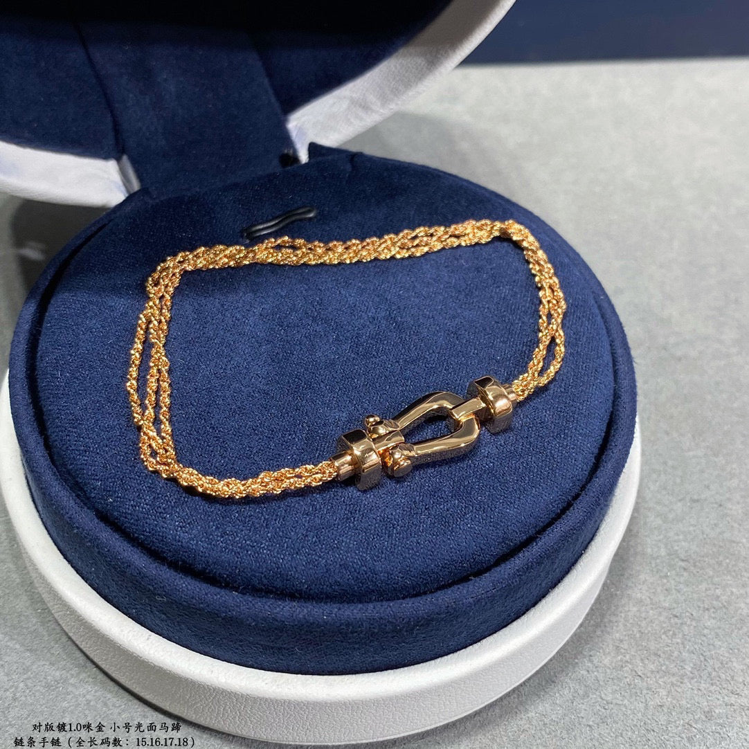[Auream]FORCE SMALL HORSESHOE  DIAMOND CHAIN ROPE BRACELET