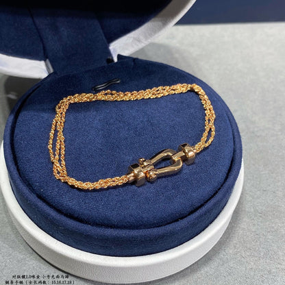 [Auream]FORCE SMALL HORSESHOE  DIAMOND CHAIN ROPE BRACELET