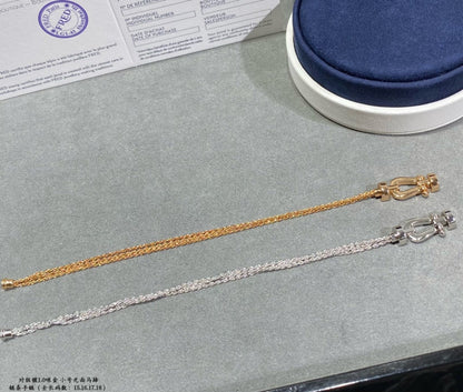 [Auream]FORCE SMALL HORSESHOE  DIAMOND CHAIN ROPE BRACELET