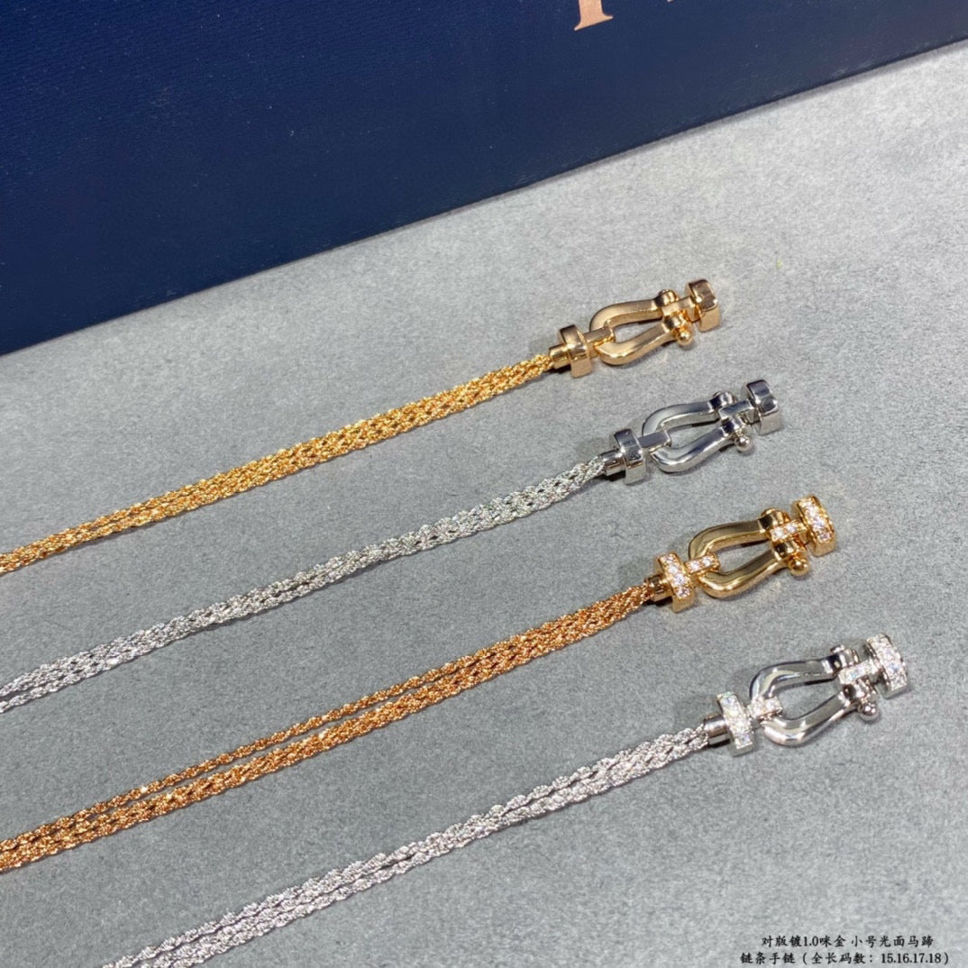 [Auream]FORCE SMALL HORSESHOE  DIAMOND CHAIN ROPE BRACELET