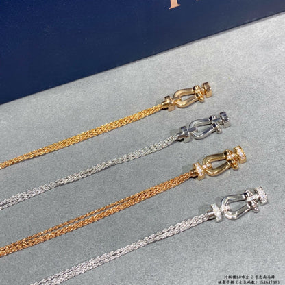 [Auream]FORCE SMALL HORSESHOE  DIAMOND CHAIN ROPE BRACELET
